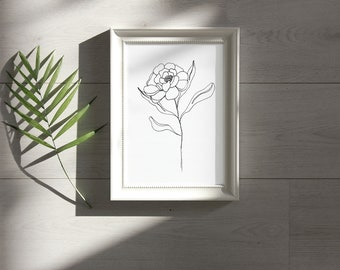 Peony // Line Drawing Digital Print