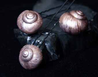 Real snail shell hair pin Witchy hair jewelry Goblincore hair piece Dark boho hair accessories
