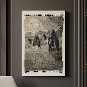 Avant-Garde Handcrafted Wool Rug - Monochromatic Nomadic Scene - Exclusively Designed - One of One