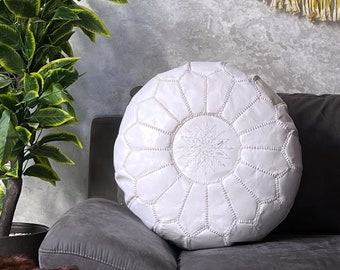 MOROCCAN POUF, Moroccan Leather Pouf Ottoman Moroccan Floor Pillow Cushion, Morocco Pouffe