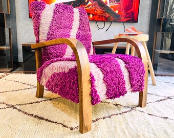 Mid century armchair, Retro lounge chair, modern chair, relax vintage style chair, Handmade wood chair, Moroccan Wood Armchair Gift