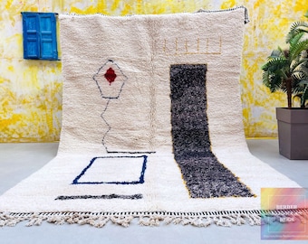 Beni ourain rug, Authentic Moroccan rug, Berber carpet, Genuine Wool rug, Handmade rug, Beni ourain style, Area rug, Tapis berbere, Teppich