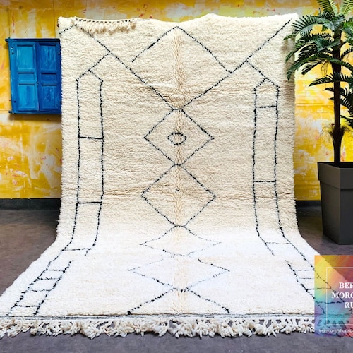 Beni Ourain Rug Authentic Moroccan Rug Berber Carpet Etsy