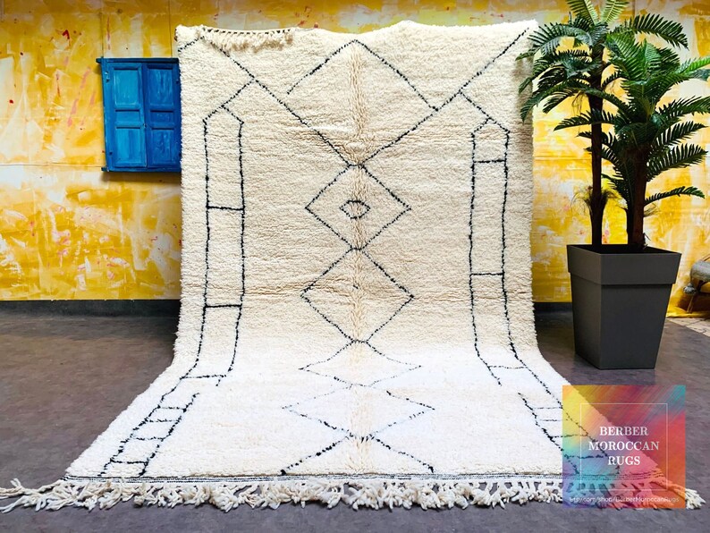 Beni Ourain Rug Authentic Moroccan Rug Berber Carpet Etsy