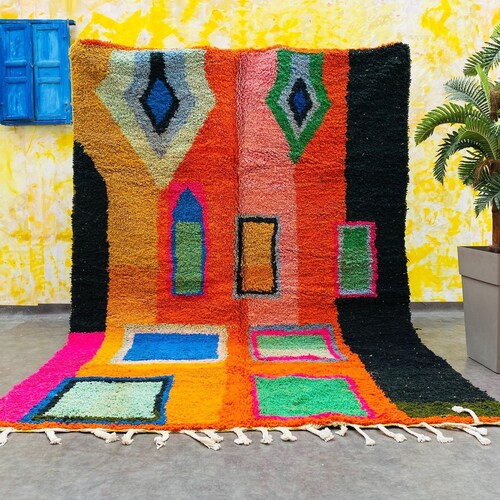 Black Beni Ourain Rug Moroccan Rug Berber Carpet Genuine Etsy