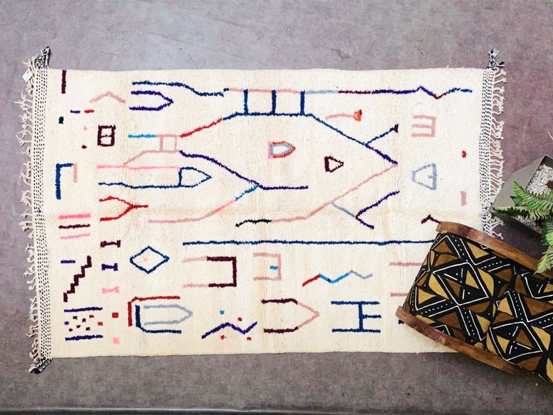 Beni ourain rug Authentic Moroccan rug Berber carpet Etsy