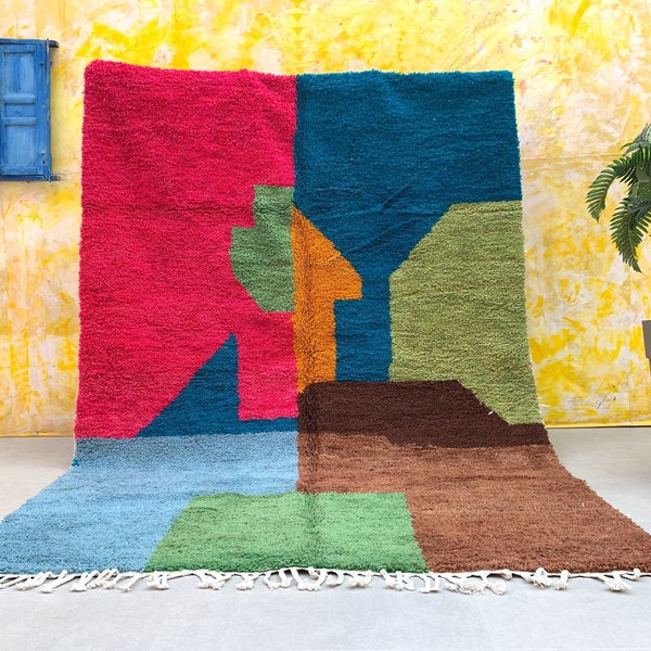Wunderschöne weiche Azilal 6,8 FT x 9,6 FT, marokkanische Vintage Teppich, Beni ourain Teppich 7 x 9
