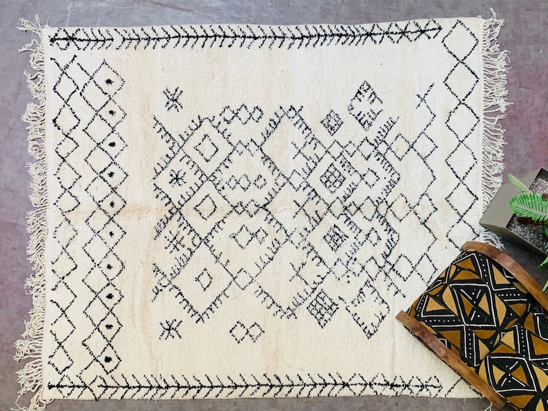 Beni ourain rug, Authentic Moroccan rug, Berber carpet, Genuine Wool rug, Handmade rug, Beni ourain style, Area rug, Tapis berbere, Teppich image 6