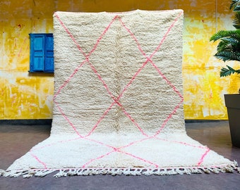 Handmade Beni Ourain Wool Rug, Authentic Moroccan Berber Carpet