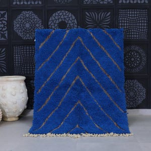 Handmade Moroccan Custom Rug - Blue Rug For Living Room Modern - Amazing Area Rug - beni ourain rug
