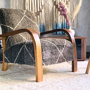 Mid century armchair, Retro lounge chair, modern chair, relax vintage style chair, Handmade wood chair, Moroccan Wood Armchair Gift