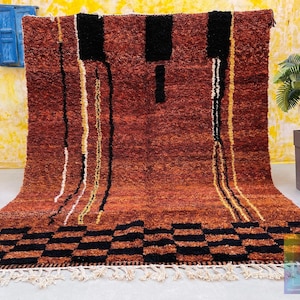 Contemporary brown rug, Moroccan rug, custom area rug, Berber rug, Beni ourain rug, Living room rug, Custom rug
