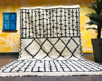 Beni ourain tapijt, Authentiek Marokkaans tapijt, Berber tapijt, Echt Wollen tapijt, Handgemaakt tapijt, Beni ourain stijl, Gebiedskleed, Tapis berbere, Teppich