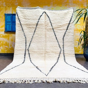 Beni ourain rug- Authentic Moroccan Rug- Custom Beni Ourain rug- Beni Rug- Large Moroccan Rug- White& Black Rug- Custom rug