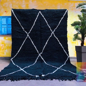 Black Moroccan Rugs - Handmade Beni Ourain Style - berber area rug - Large authentic Moroccan rug - Teppich marokko