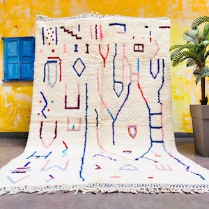 Tappeto Beni ourain, autentico tappeto marocchino, tappeto berbero, tappeto in lana genuina, tappeto fatto a mano, stile Beni ourain, tappeto Area, Tapis berbere, Teppich