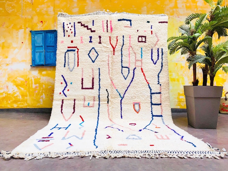 Beni ourain rug Authentic Moroccan rug Berber carpet Etsy