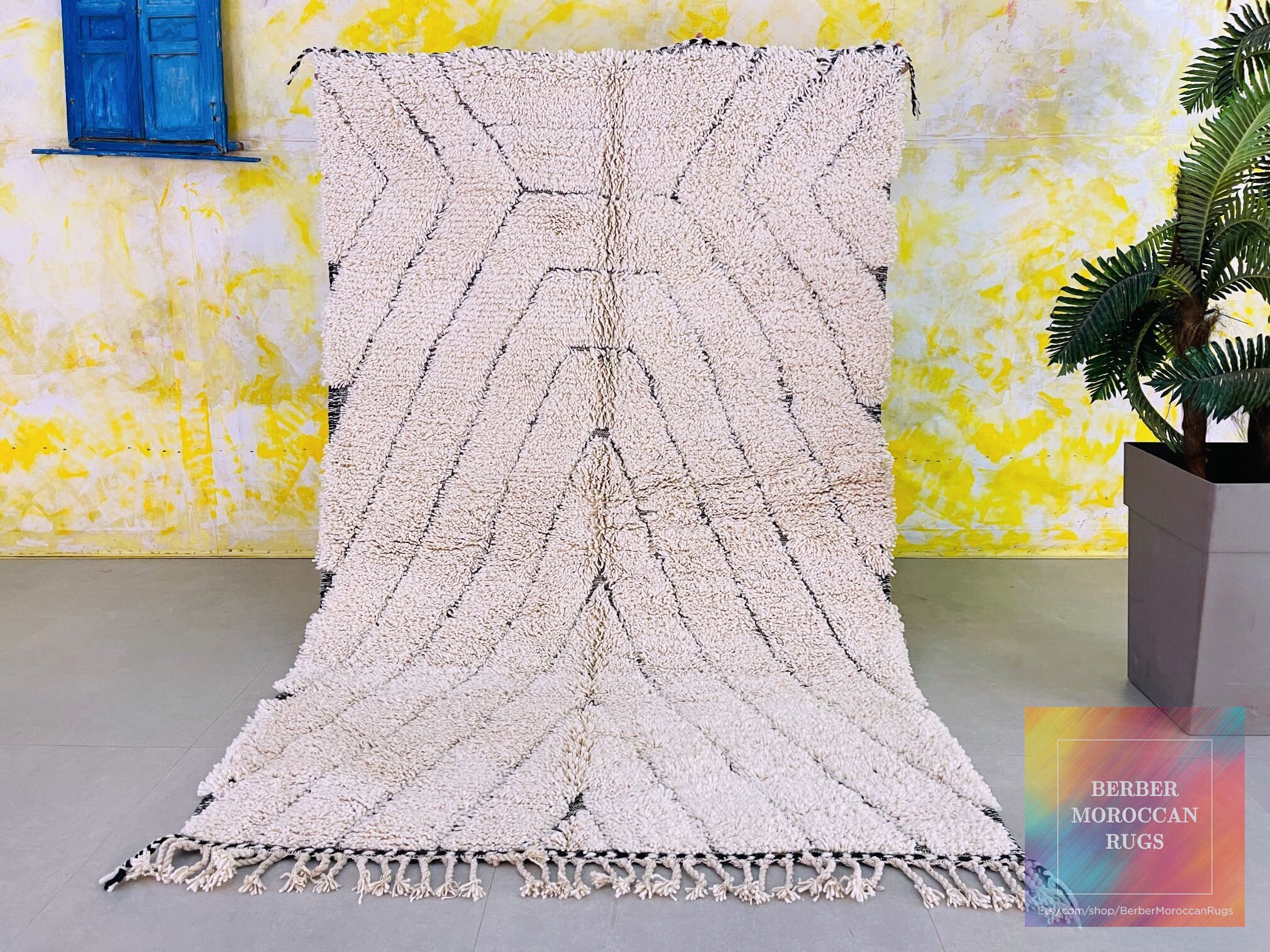 Superbe Tapis Maroc 5.1 Ft X 8.1 - Tapis Berbère Marocain Beni Ourain 5X8 Zone Ouarain