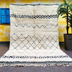 Tapis Beni ourain, Authentique tapis marocain, Tapis berbère, Tapis en laine véritable, Tapis fait main, Style Beni ourain, Carpette, Tapis berbère, Teppich