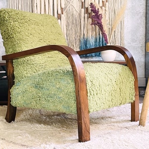 Mid century armchair - Retro lounge chair - modern chair - relax vintage style chair - Handmade walnut wood and vintage kilim chair