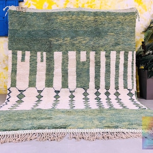 Contemporary Green rug, Moroccan rug, custom area rug, Berber rug, Beni ourain rug, Living room rug, Custom rug