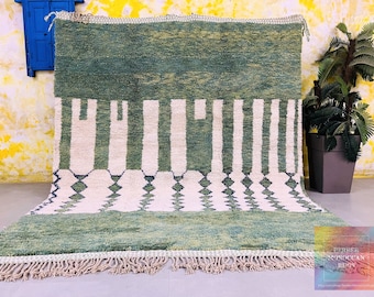 Contemporary Green Beni Ourain Rug, Moroccan Berber Rug