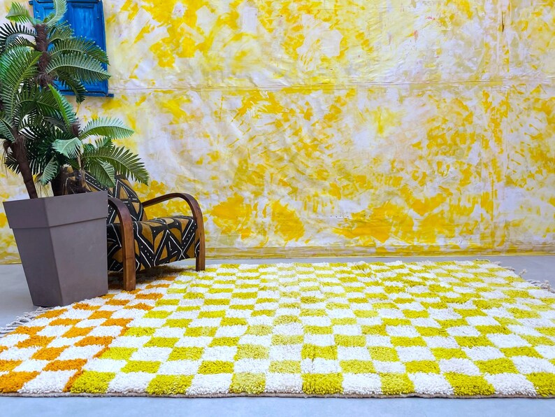 Faded Checkerboard Rug All Sizes Checkered Beni Ourain Rug, Authentic Custom Moroccan Rug ...
