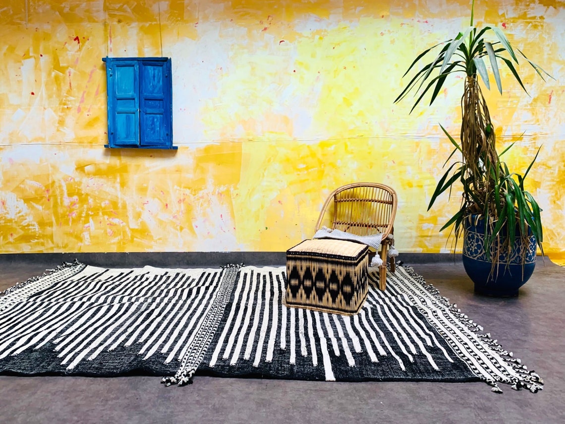 Unique Moroccan Flat Woven Rug Beni Ourain Rug Authentic Etsy