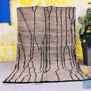 Natural Brown Moroccan Rug - Handmade Berber Wool Carpet - Living Room Rug - Artistic Oriental moroccan rug - Handmade Wool Carpet