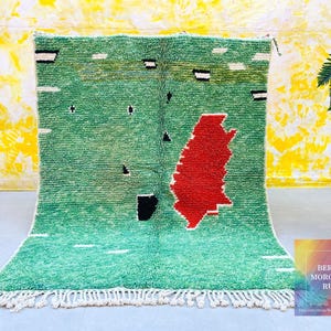 Stunning Moroccan Rug Green - Berber Carpet - Handmade Rug - Custom Moroccan Rug - Green Wool Rug - Beni Ourain Rug