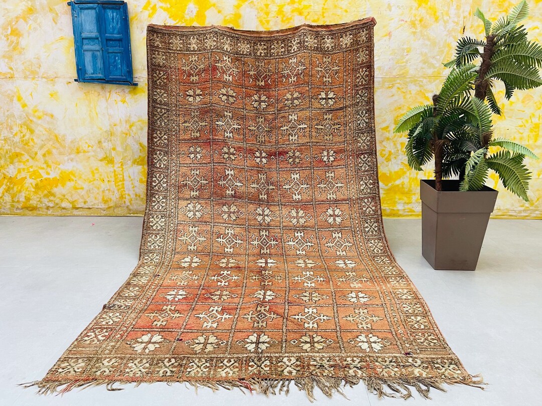 Moroccan Rug 6.4 FT X 11.2 FT Vintage Morocco Boujad Rug Area Rug