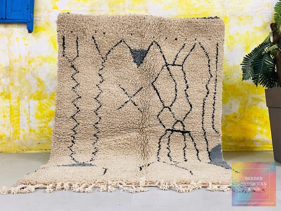 Moroccan rug hand knotted - Beni ourain rug - All wool berber rug - Custom rug - Handmade rug - Genuine lamb wool