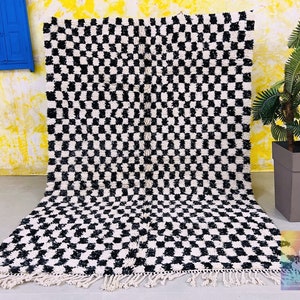 Checkered rug Black and White, Moroccan Berber checkerboard rug!