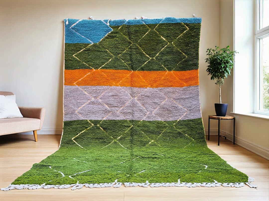 Tapis Berbère Marocain – 5,2x8 Ft – Laine Tissée Main – Multicolore – Boho