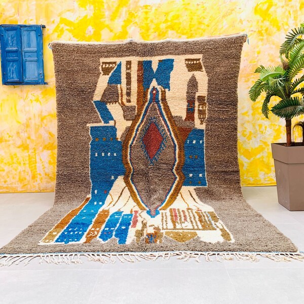 Moroccan Rugs 6.7 FT x 10 FT - Handmade Beni Ourain Style, Area Rug 6x10, berber rug,Authentic beni ouarain Rug, moroccan style