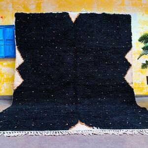 Black Beni ourain rug custom orders, All sizes Moroccan wool rug, Authentic Soft carpet