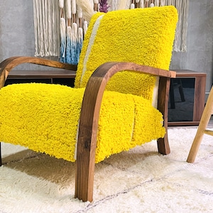 Mid century armchair - Retro lounge chair - modern chair - relax vintage style chair - Handmade walnut wood and vintage kilim chair