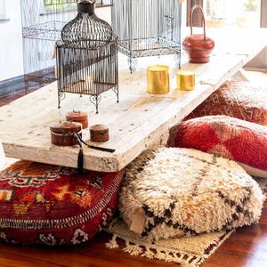Unique, Moroccan Kilim Pouf, Floor Pouf, Vintage Moroccan Ottoman, Beni Ourain Square Pouf, Yoga Meditation Cushion, Outdoor Kilim Pillows