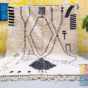 Beni Ourain Rug Handmade | Moroccan Diamond Pattern Wool Carpet | Boho Living Room Area Rug | Berber Tribal