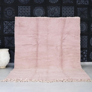Pink Beni Ourain Rug 7.8 Ft x 10.3 Ft, Authentic Moroccan Rug, Luxurious Wool, Traditional Berber Design, Large Plush Carpet 8x10