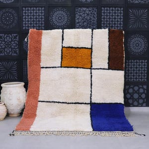 Large Moroccan Rug, Beni Ourain Colorful Rug, Checkered Rug, Custom Beni Ourain rug, Style Moroccan Rug, Custom rug