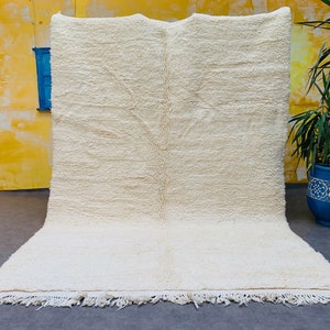 Beni Ourain weißer Teppich, Berber Teppich Marokko
