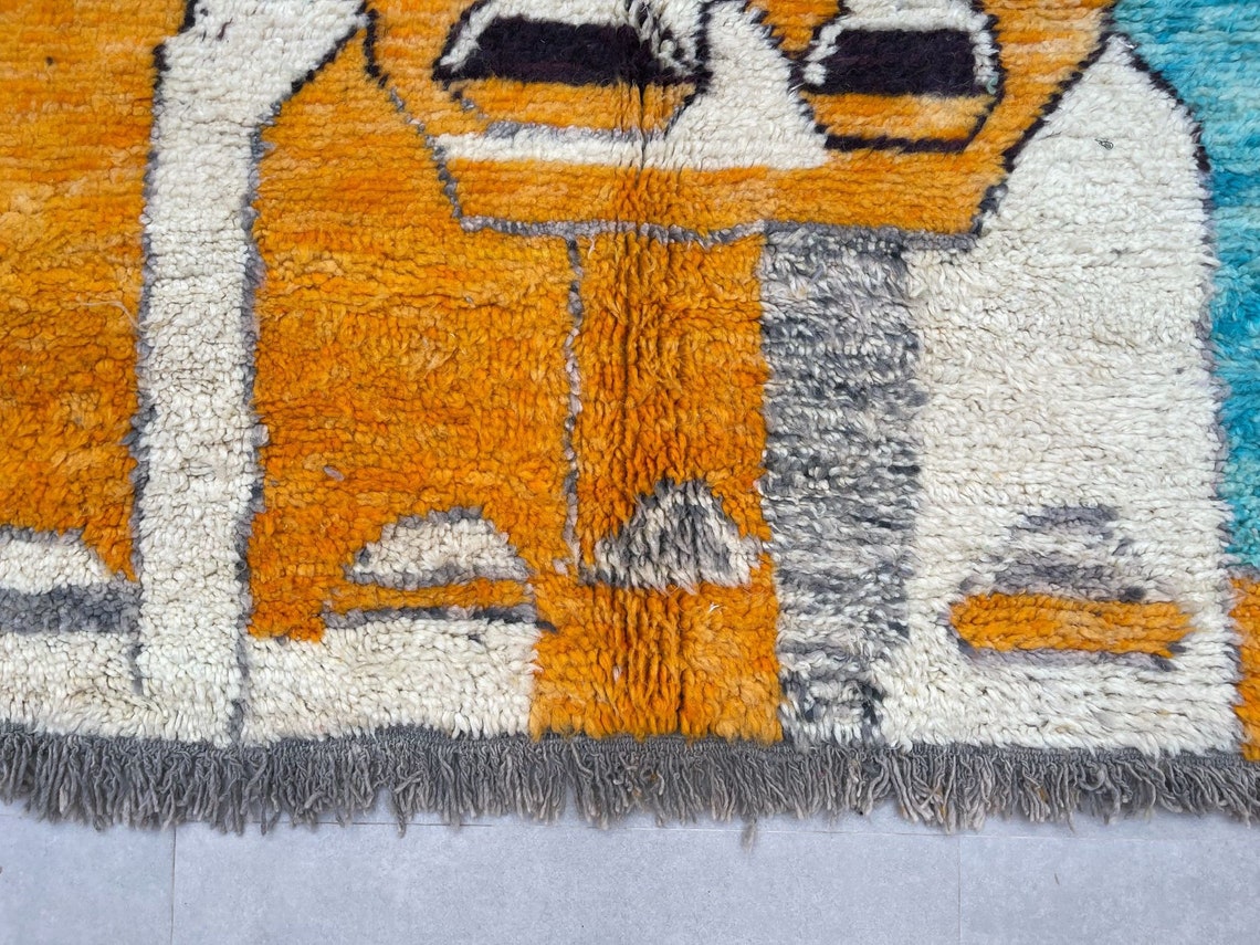 Yellow Wool rug 5x7 Morocco rug Handmade Moroccan Berber rug Etsy