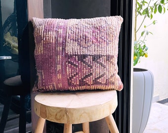 Moroccan Kilim Pillows, Decorative Pillows, Vintage Moroccan Purple Pillow Cover (UNFILLED)