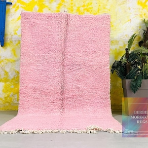 Soft Pink Moroccan Rug - Handwoven Plush Wool Carpet - Cozy & Elegant Boho Decor - Authentic Berber Rug from Morocco