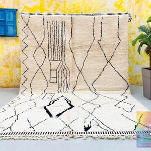 Beni ourain Individueller marokkanischer Teppich - Berber Beni ourain Teppich - Wollteppich - Handgemachter Teppich - Marokkanischer Teppich - Marokko