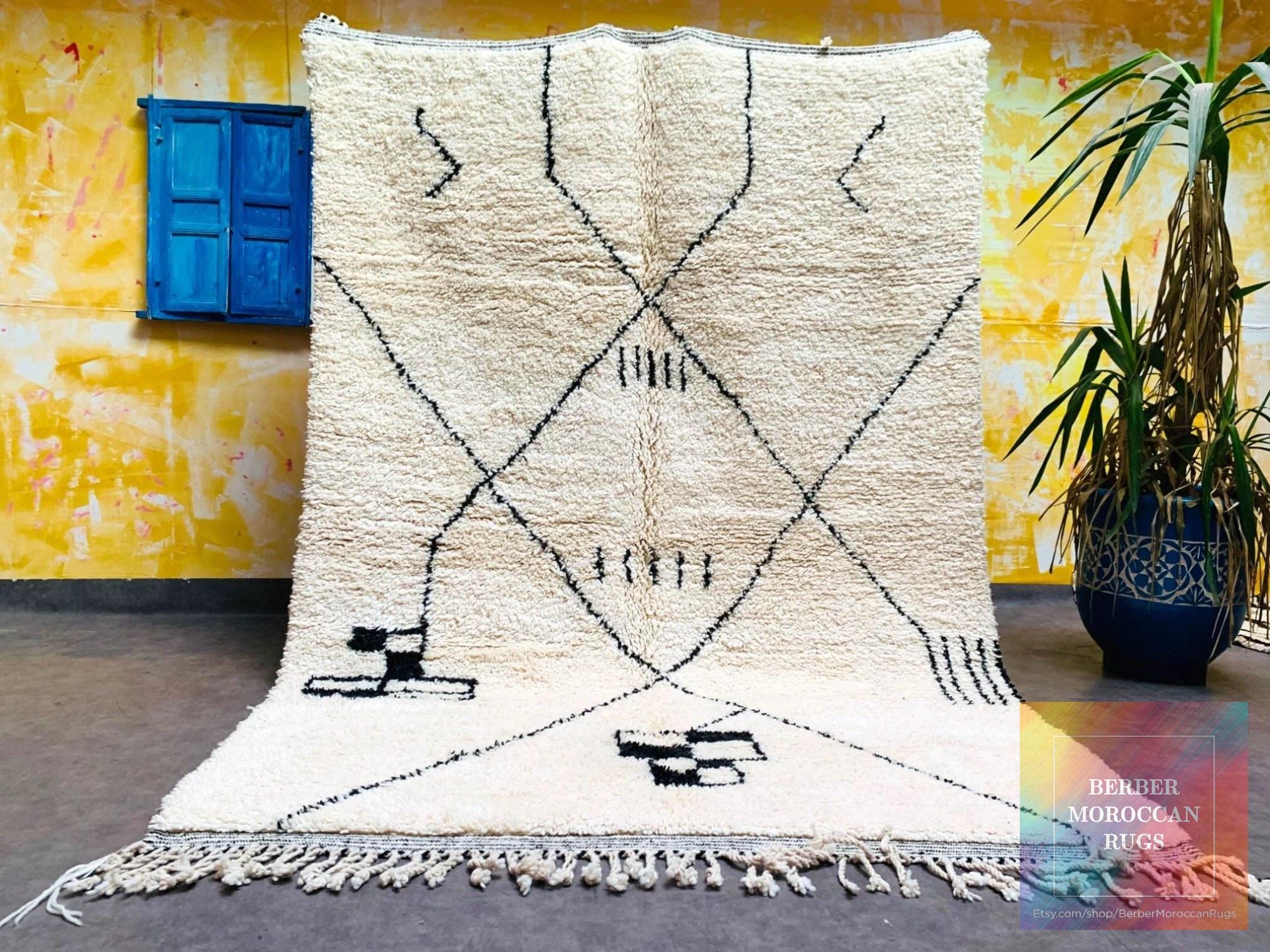 Beni Ourain Rug | Diamond Pattern Moroccan Wool Rug | Handmade