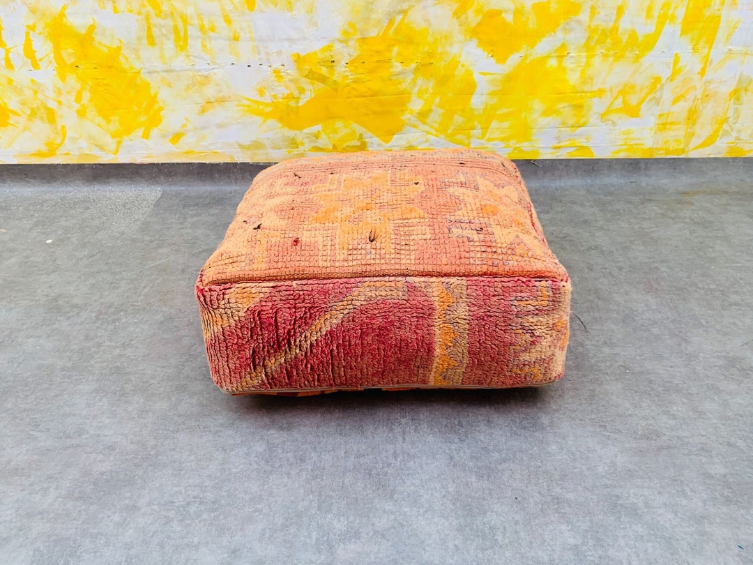 Floor Cushion Pouf Moroccan Pouf Ottoman Boho Floor Pillows Square Wool