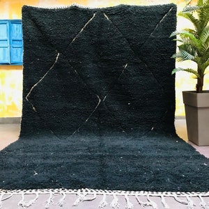 Black Moroccan Rugs - Handmade Beni Ourain Style - berber area rug - Large authentic Moroccan rug - Teppich marokko