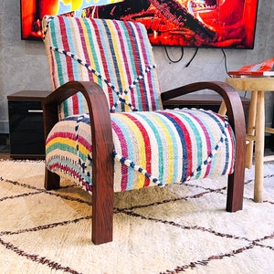 Colorful  Retro Chic Armchair Embrace Mid-Century Modern Style, Mid century armchair, Retro lounge chair, modern chair, vintage style chair